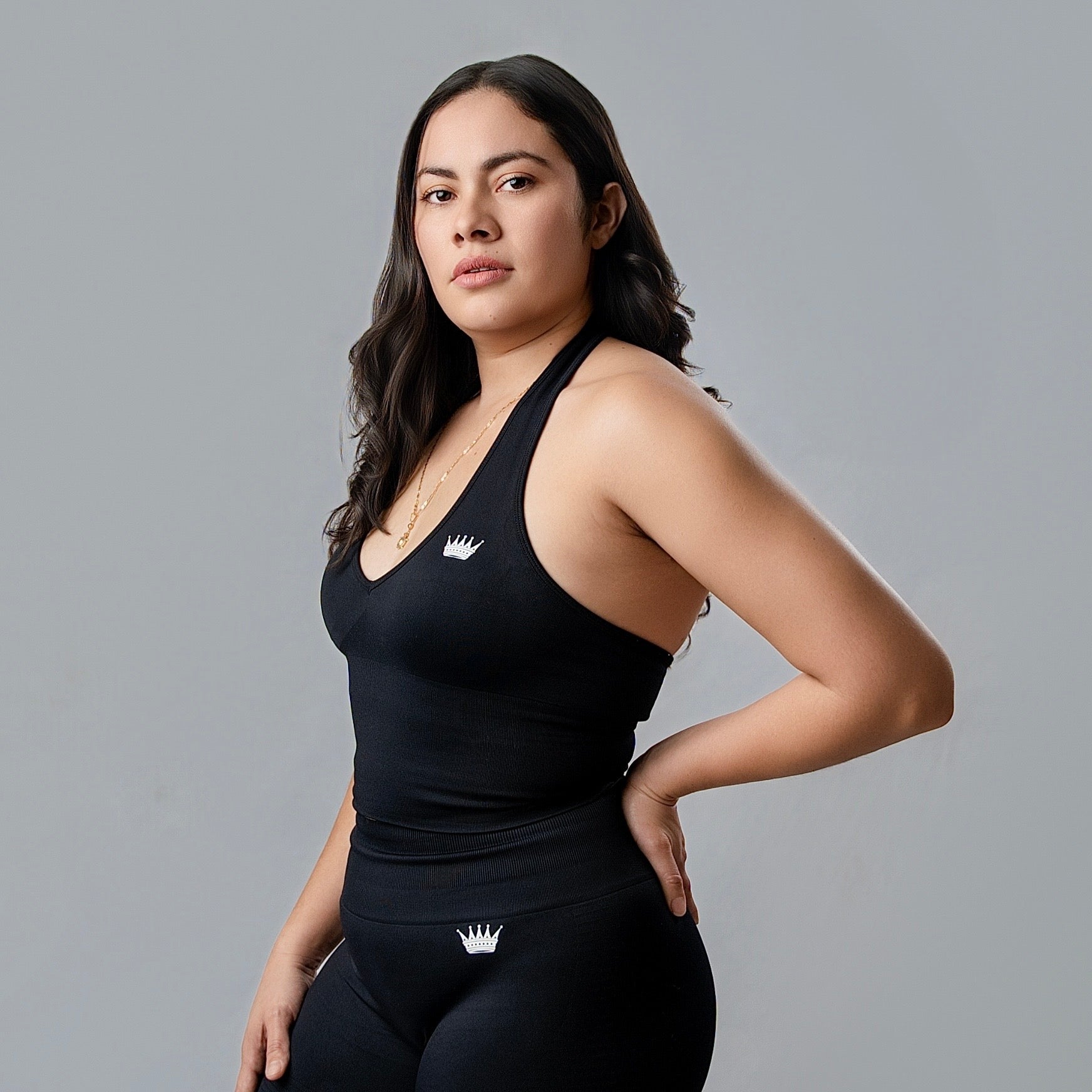 Black Women's Seamless V-Neck Tank