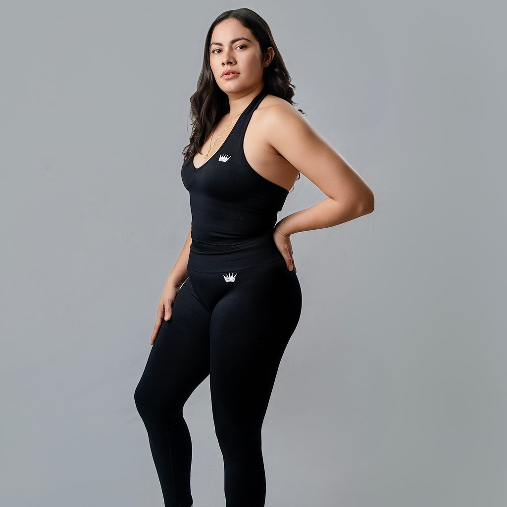 Black Women's Seamless V-Neck Tank