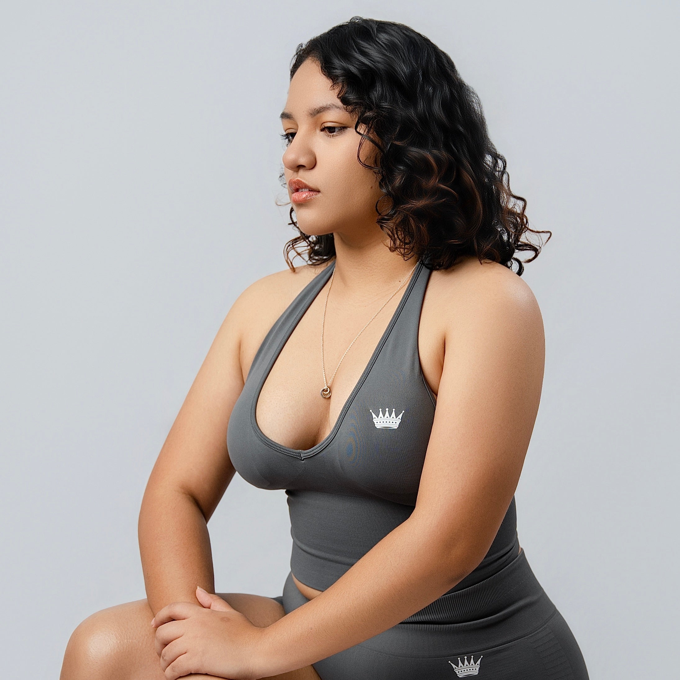 Gray Women's Seamless V-Neck Tank